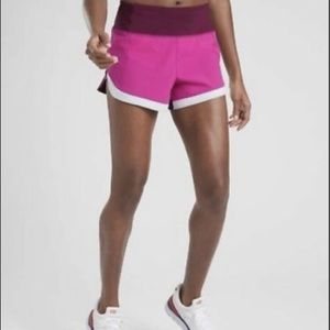 ATHLETA RUNNING FREE COLORBLOCK SHORTS, Pink colorblock, XXS